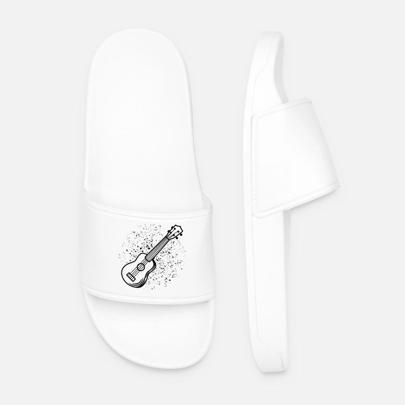 Ukulele Drawing - Men’s Pool Sliders - white