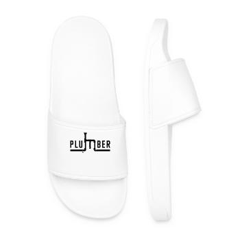 Job Plumber Work Worker Make Money Saying - Men’s Pool Sliders - white - Front
