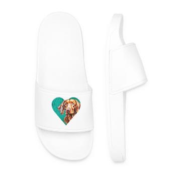 Magyar Vizsla Portrait - Men’s Pool Sliders - white - Front