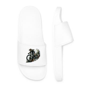 MTB Mountain Biking Downhill Gift - Men’s Pool Sliders - white - Front