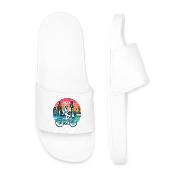 London Skyline Bicycle Illustration - Men’s Pool Sliders - white - Front