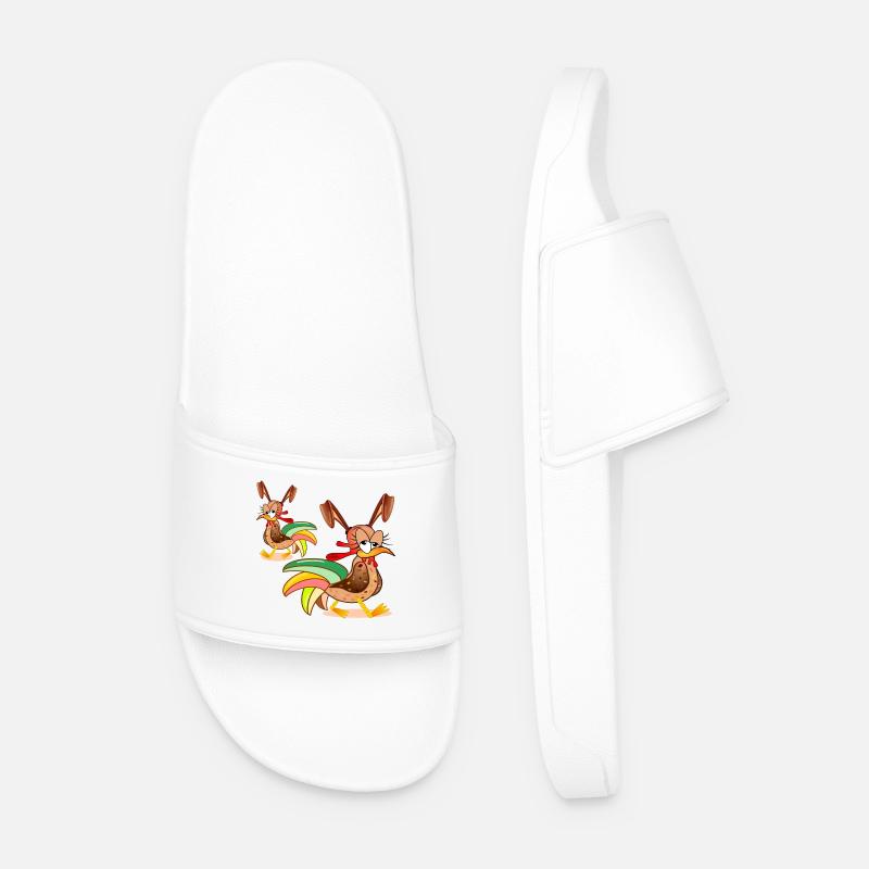 EASTER CHICKENS EASTER BUNNIES COUPLES - Men’s Pool Sliders - white