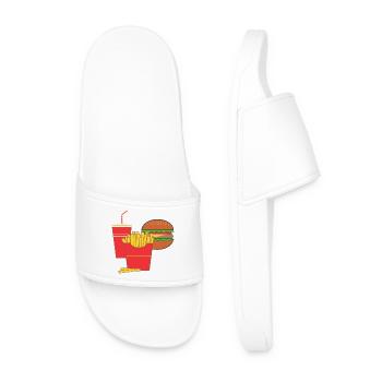 Chip shop logo 'fast food' - Men’s Pool Sliders - white - Front