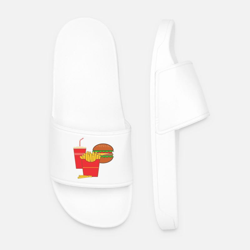 Pommesbuden-Logo "Fast Food" - Männer Badelatschen - Weiß