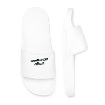 Solid Yard Wood Saw Statement Lumberjack Forestry - Men’s Pool Sliders - white - Front