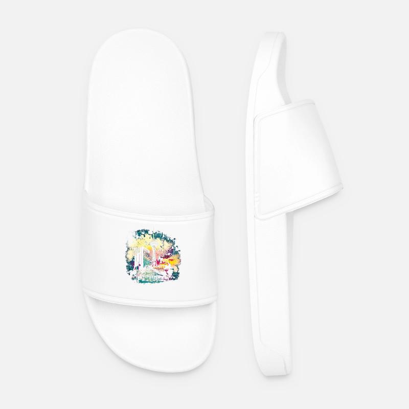 Berliner Farbspritzer Skyline - Männer Badelatschen - Weiß