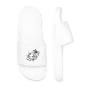 Dragon with Cherry Blossoms Sakura Style - Men’s Pool Sliders - white - Front