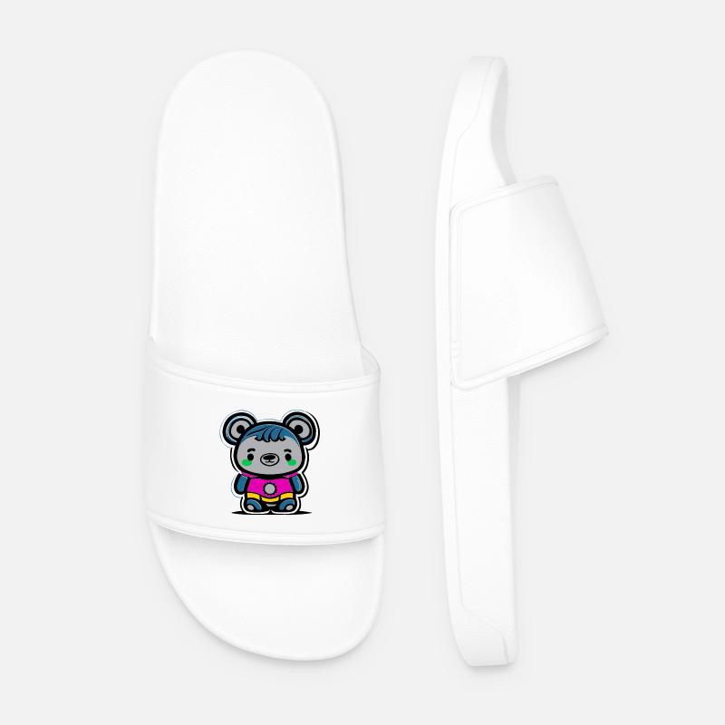 Neon Panda Cartoon Motiv - Männer Badelatschen - Weiß