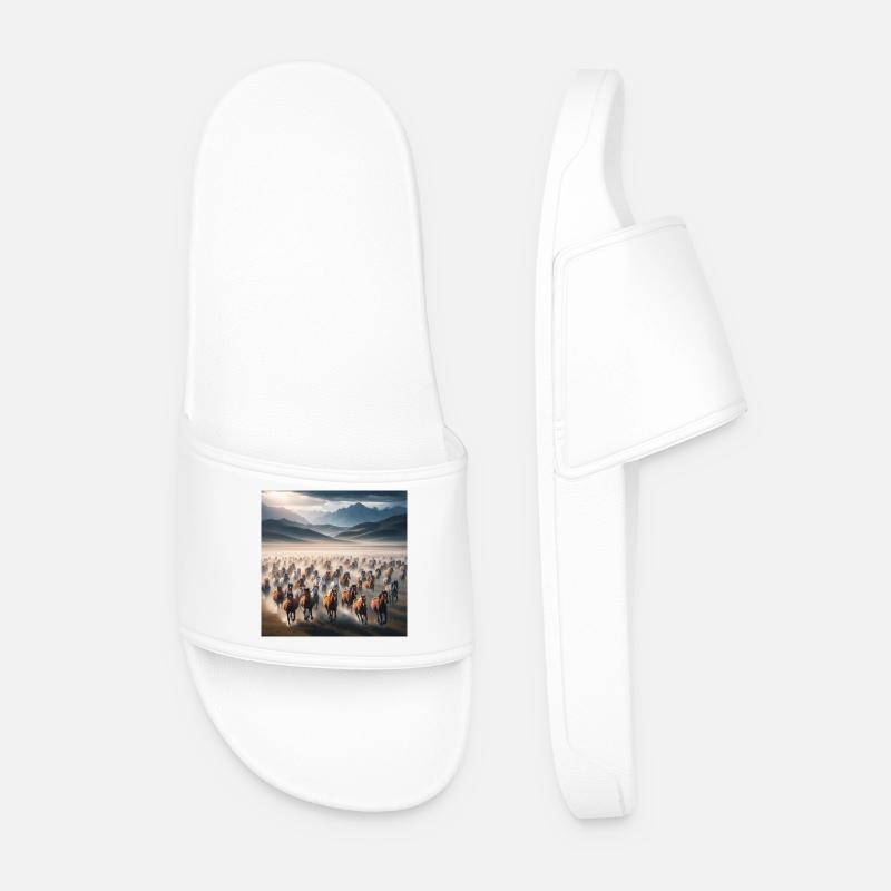 Wildpferde - Männer Badelatschen - Weiß