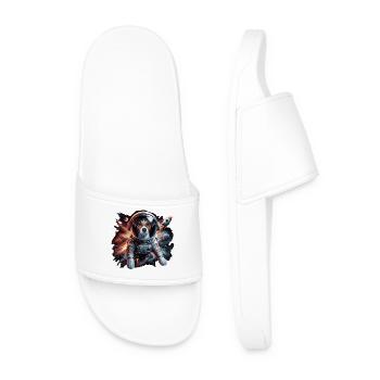 Astronaut Jack Russell Terrier Rocket Gift - Men’s Pool Sliders - white - Front