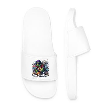 Basketball Turtle Graffiti Gift - Men’s Pool Sliders - white - Front