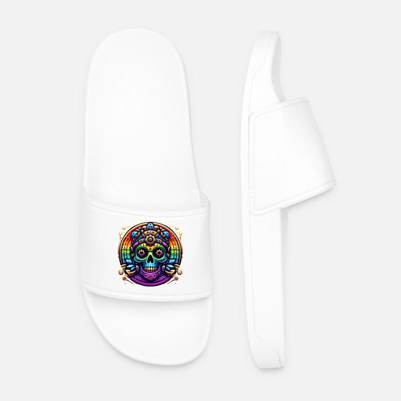 Metallic Rainbow Skull 2 - Männer Badelatschen - Weiß