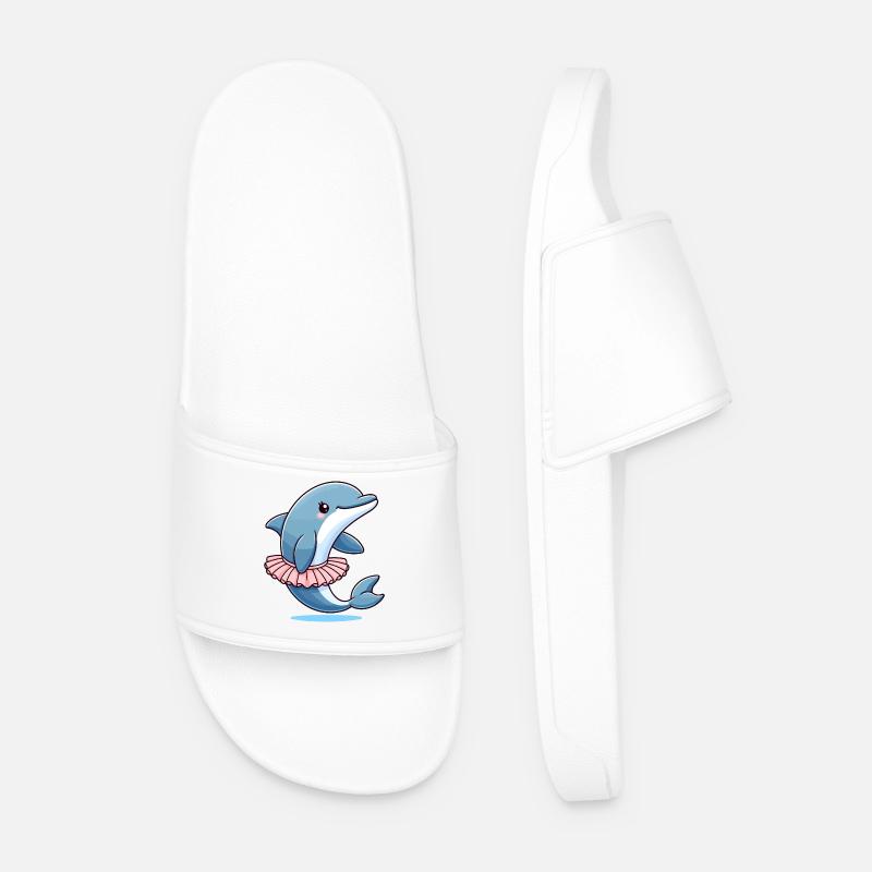 Balletic Dolphin: Graceful Waves - Men’s Pool Sliders - white