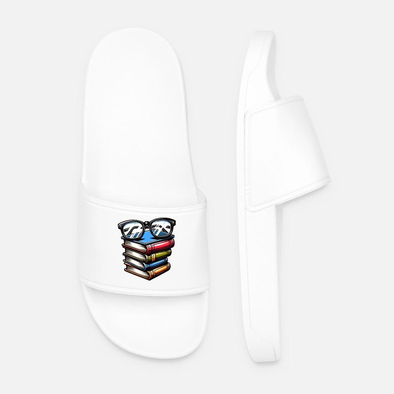 Book Smarts: The Scholarly Stack - Men’s Pool Sliders - white