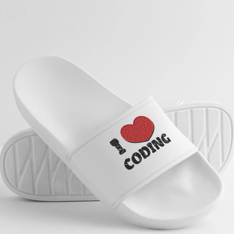 Code Developer Scripting Debug Heart Statement Men’s Pool Sliders