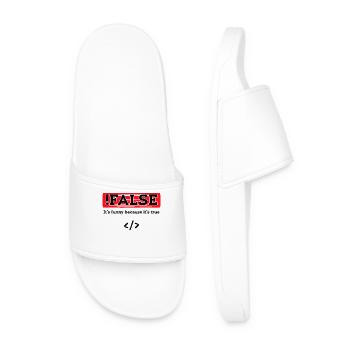 Code Debug Programmer Developer Funny Sayings - Men’s Pool Sliders - white - Front