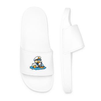 Sailing Duck: The Seafaring Captain - Men’s Pool Sliders - white - Front