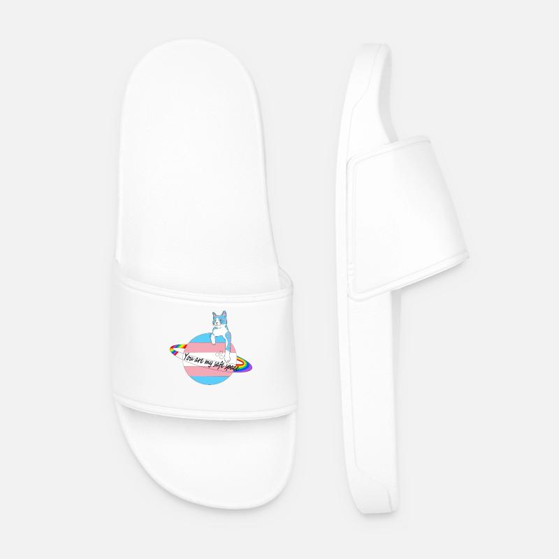 Safe Space Cat - Men’s Pool Sliders - white