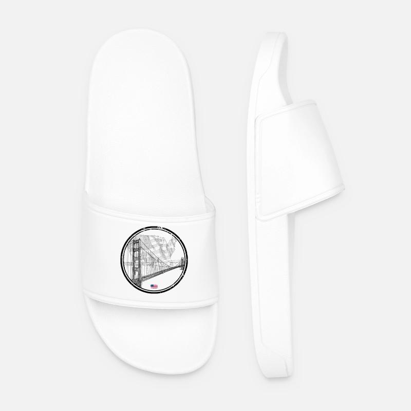 US Bridge Silhouette Map - Men’s Pool Sliders - white