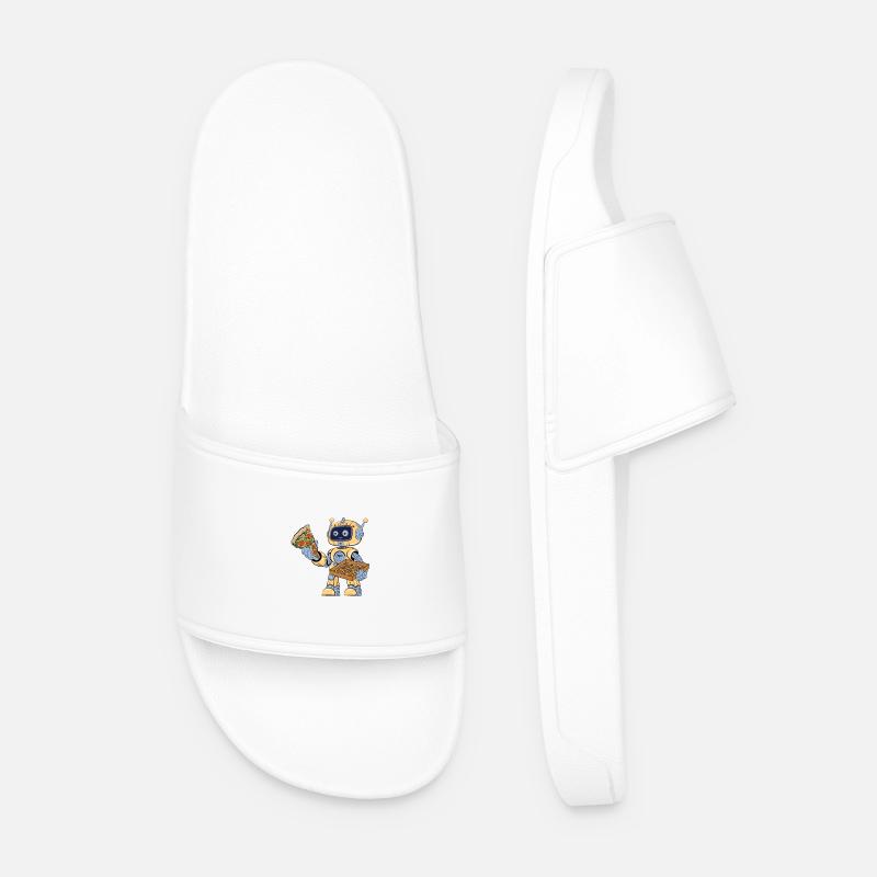 Robot eats pizza - Men’s Pool Sliders - white
