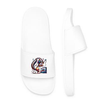 Cheerful chipmunk with headphones - Men’s Pool Sliders - white - Front