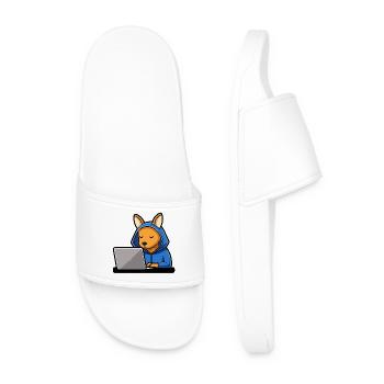 Mignon hacker kangourou en sweat à capuche devant PC - Claquettes Homme - blanc - Devant