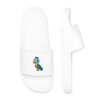 Parrot Cute Mascot Cartoon Character Kawaii - Men’s Pool Sliders - white - Front