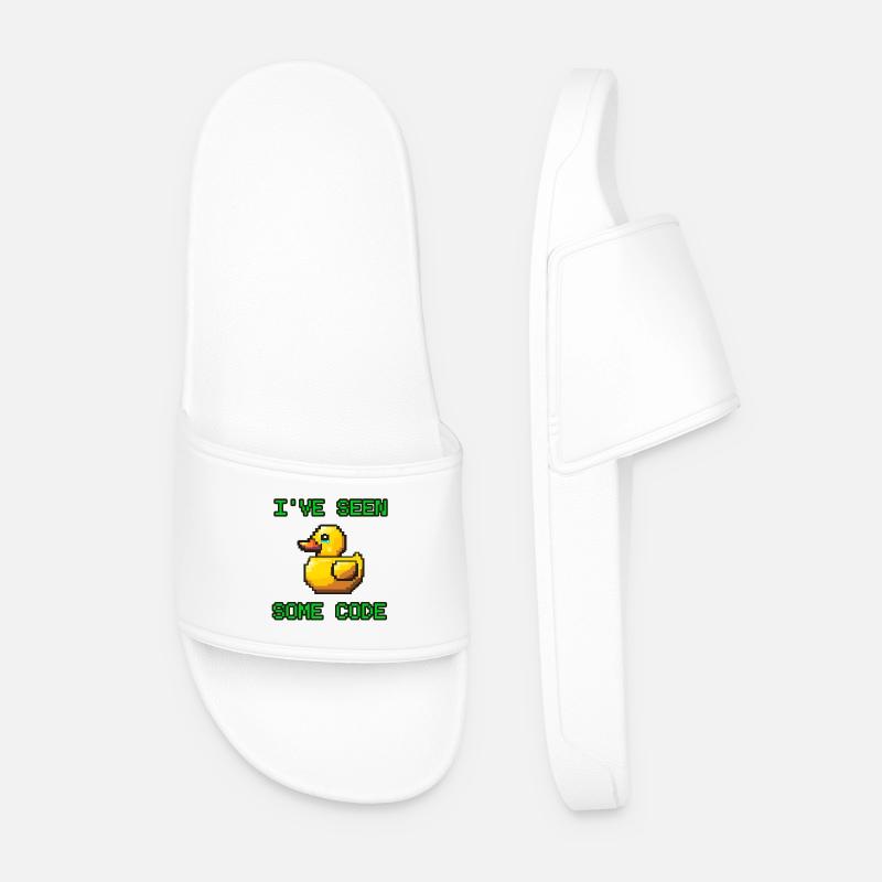 Pixel Duck I’ve Seen Some Code - Men’s Pool Sliders - white