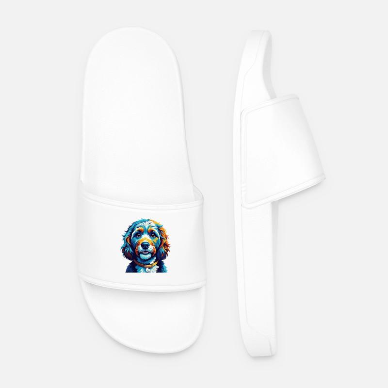 Cockapoo Hunderasse Bunt Karikatur Kawaii - Männer Badelatschen - Weiß