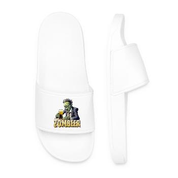 Zombier - Zombie et bière Bière Happy Halloween - Claquettes Homme - blanc - Devant