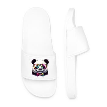 Panda mit Brille und Fliege - Männer Badelatschen - Weiß - Vorne