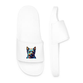 Norwich Terrier Dog Breed Colorful Cartoon Kawaii - Men’s Pool Sliders - white - Front