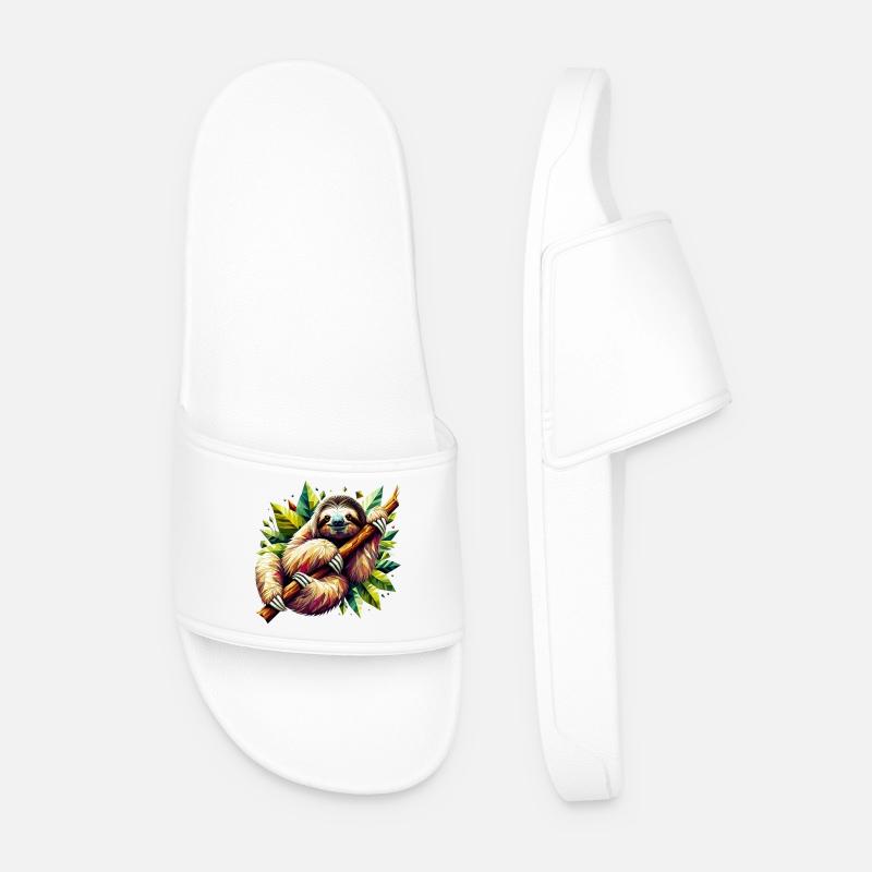 Polygonal sloth - Men’s Pool Sliders - white
