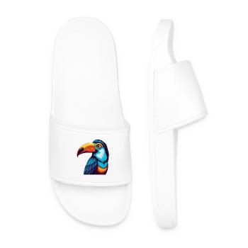 Toucan Colorful Kawaii Cartoon Character Clipart - Men’s Pool Sliders - white - Front