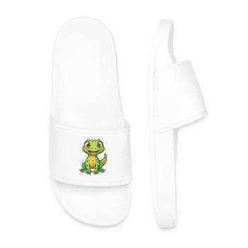 Lizard Cute Cartoon Character Kawaii Clipart - Men’s Pool Sliders - white - Front