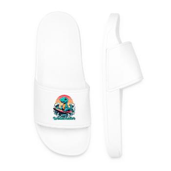 Mignon T-Rex Surfer Surfer Cadeau de surf - Claquettes Homme - blanc - Devant