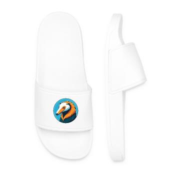 Anteater Cute Kawaii Cartoon Animal Pet Logo - Men’s Pool Sliders - white - Front