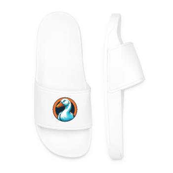 Oie mignon Kawaii dessin animé Clipart Animal Animal Pet Logo - Claquettes Homme - blanc - Devant