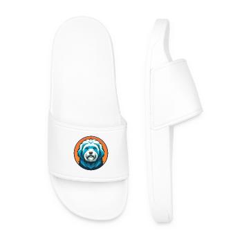 Chien Havanais Mignon Kawaii Dessin Animé Animal Animal Logo - Claquettes Homme - blanc - Devant