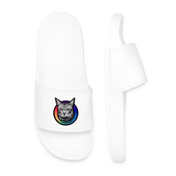 Regenbogen-Katze - Männer Badelatschen - Weiß - Vorne