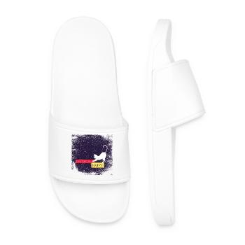 Les chats me rendent heureux avec une bordure sale - Claquettes Homme - blanc - Devant