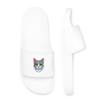 Brazilian Shorthair Cat Breed Cartoon Kawaii Anima - Men’s Pool Sliders - white - Front