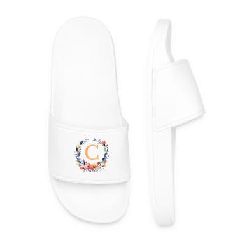 C Monogram, Couronne de fleurs, Personnalisable - Claquettes Homme - blanc - Devant