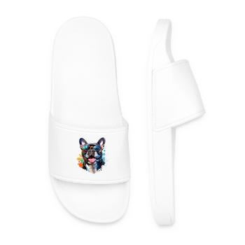 Frenchie avec lunettes de soleil - Claquettes Homme - blanc - Devant