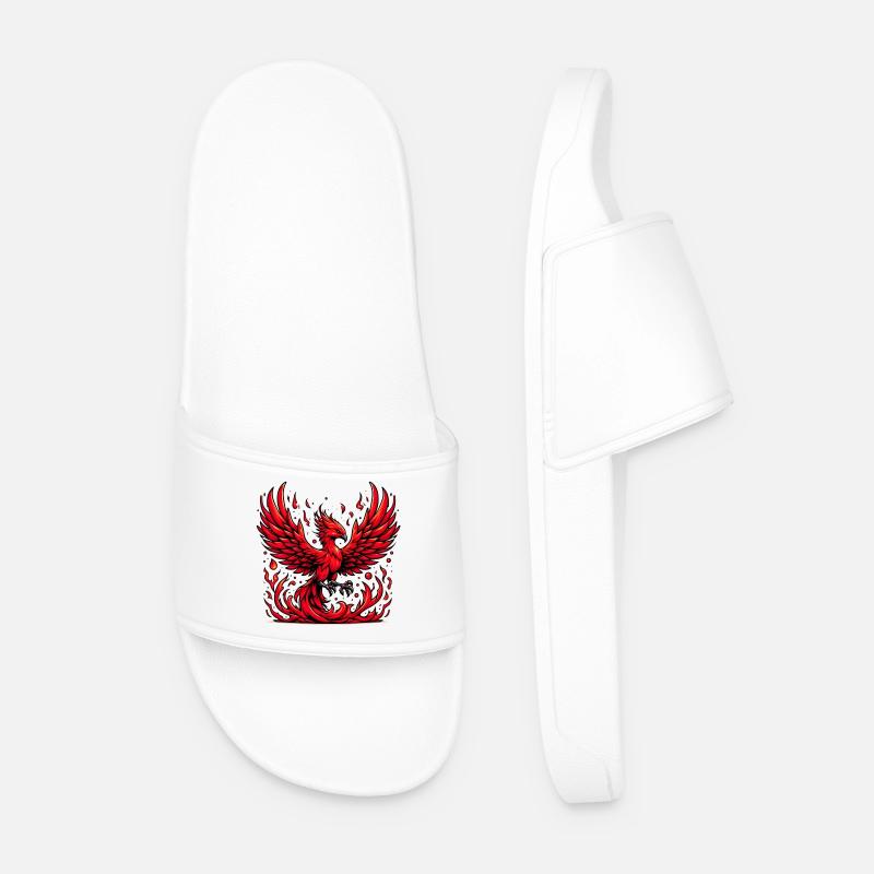Red Phoenix - Men’s Pool Sliders - white