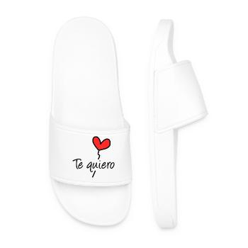TE QUIERO. COUPLE. JUST MARRIED. Bachelorette party - Men’s Pool Sliders - white - Front