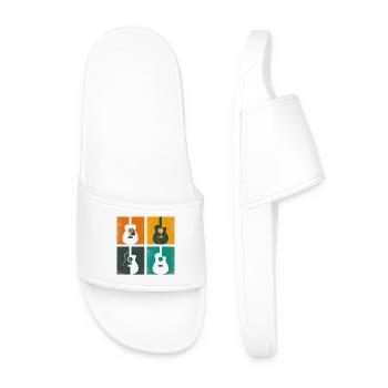 Vintage Guitar Pick Guitarist Gift - Men’s Pool Sliders - white - Front