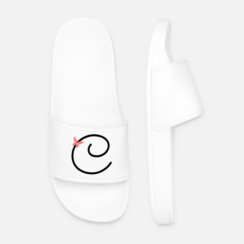 Letter C Butterfly Letter - Men’s Pool Sliders - white