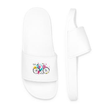 Ride the Art of Life Vibrant Watercolor Bicycle - Claquettes Homme - blanc - Devant
