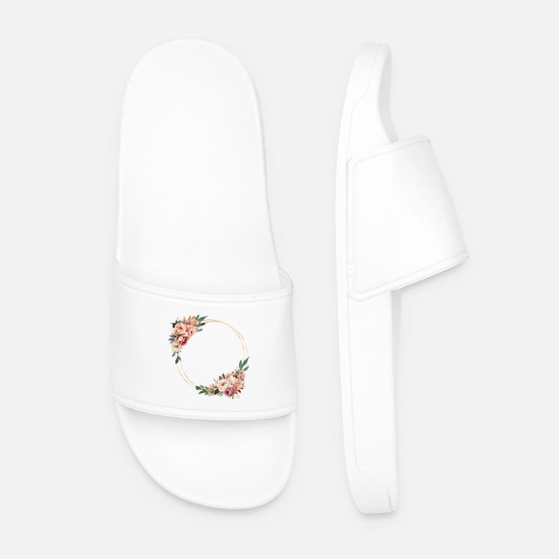 Rustic flower wreath, customizable - Men’s Pool Sliders - white